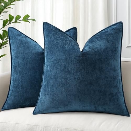 decorUhome Chenille Poseidon Velvet Throw Pillow Covers 24x24 Set of 2 by decorUhome