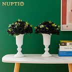 NUPTIO Black Roses Artificial Flowers Pcs of 10 Fake Flower Bouquet Black Hydrangea Flowers Artificial, 15 Heads Fake Roses with Base, Real Looking Black Artificial Flowers (Black) - Image 3