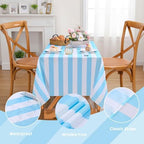 2 Pack Striped Tablecloth 57x84 Inch Light Blue and White Tablecloth - Image 5