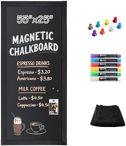 SELEAD Magnetic Chalkboard Words Sign - 55" x 25", Black Solid Wood Frame by SELEAD