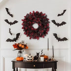 Artificial Fall Leaf Wreath for Front Door – 24" Autumn Wreath with Lifelike Fagus Sylvatica Foliages – Burgundy Red – Rustic Thanksgiving & Halloween Decoration for Indoor & Outdoor - Image 6