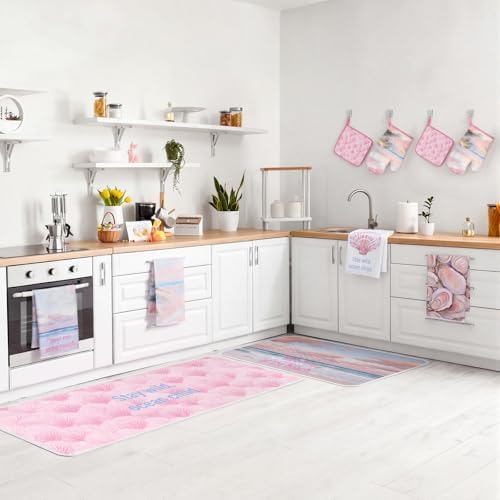 VitalCozy 10 Pcs Pink Ocean Kitchen Decor Set Kitchen Towels - Image 2