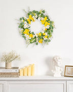 Summer Wreath for Front Door, 22 in Yellow White Daisy - Image 3