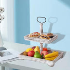 Tiered Tray Wooden Dessert Plate Serving Tray Display Stand Fruit Snack Holder Layered Wood Suitable for Dinning Room Gift Home Parties, Rectangle - Image 7