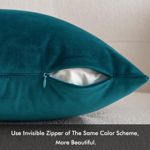MIULEE Velvet Throw Pillow Covers 22x22 Inch Pack of 2 Teal - Image 5