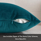 MIULEE 24x24 Inch Pack of 2 Euro Velvet Throw Pillow Covers Teal - Image 5