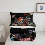 Erosebridal Sugar Skull Bedding Set,Botanical Flower Comforter Set for Kids Boys Girls Home Decor,Starry Sky Duvet Set Trippy Galaxy,Halloween Gothic Down Comforter Soft Lightweight 3Pcs,Full Size - Image 5