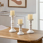 JFY Designs Alba Wood Candle Holders for Pillar, Farmhouse Fireplace Décor - Image 3