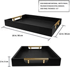 Wooden Decorative Coffee Table Tray, 16" Matte Finish Serving Tray with Handles for Ottoman, Living Room, Perfume, Vanity Dresser Organizer (Carbon Black) - Image 3