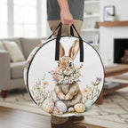 24 Inch Round Storage Bag 1 Pack,Easter Rabbit Wreath Colorful Egg Waterproof Wreath Storage Container with Handles&Zipper Spring Meadow Wild Flower Closet Organizer Bags Garland Box by Unknown