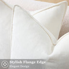 decorUhome Chenille Cream White Velvet Throw Pillow Covers 24x24 Set of 2 - Image 2