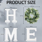 MAYICIVO Modern Wooden Home Sign with Artificial Eucalyptus Wreath, White and Beige, 13.81 inches Diameter, Wall Mount, MDF Wood, Plastic - Image 6