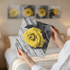 Yellow Rose Canvas Wall Art Decor, 4-Piece Rustic Floral Picture 12x12 Inch - Image 2