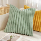 decorUhome Fall Faux Fur Throw Pillow Covers 26x26 Set of 2 Sage Green - Image 4