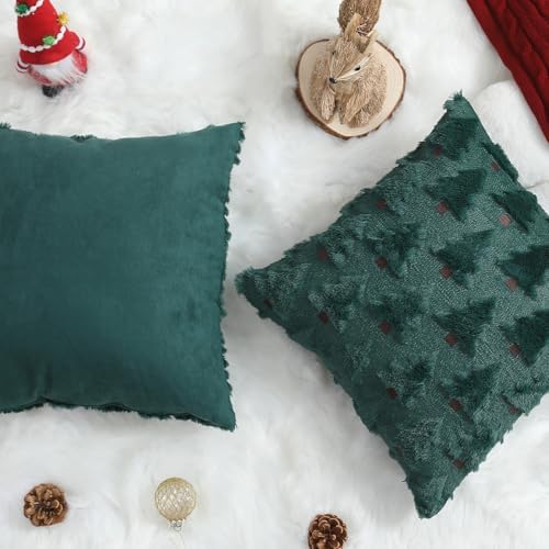Allorry Christmas Pillow Covers 22x22 inch Set of 2 Christmas Decorations Soft Plush Faux Fur Wool Green Christmas Tree Throw Pillow Cases Winter Holiday Decor for Sofa Living Room PT002A22 - Image 4