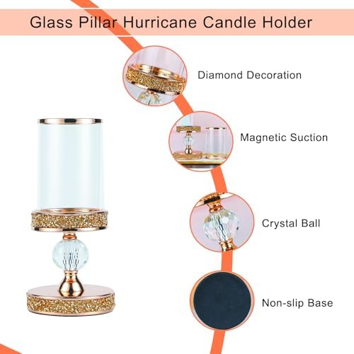 Hurricane Candle Holders for Pillar Candle, Pillar Candle Holder, Crystal Candlesticks Holder for Dining Coffee Table, Wedding,Events,Parties, Home Decor YL031SD - Image 3