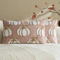 Set of 2 Embroidered Fall Throw Pillow Covers,12x20 Inch,Pink by HOME
