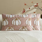 Set of 2 Embroidered Fall Throw Pillow Covers,12x20 Inch,Pink by HOME