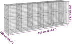 vidaXL Gabion Basket with Cover 550 x 100 x 200 cm in Galvanised Iron - Image 3