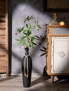 Sziqiqi Black Tall Floor Vase, Metal Floor Decor with Bead String for Home - Image 5