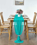 Pufogu 10 Pack 10Ft Turquoise Chiffon Table Runner Sheer 29x120 Inch - Image 5