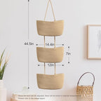 TeoKJ Over the Door Hanging Basket, 3-Tier Woven Cotton Wall-Mounted Storage Organizer Bag Decorative Hanging Nursery Baskets, Jute - Image 5