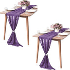 Pufogu 5 Pack 10Ft Purple Chiffon Table Runner Sheer 29x120 Inch by Pufogu
