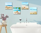 Beach Seashell Starfish Canvas Wall Art Decor Nautical for Bathroom Bedroom - Image 3