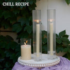 CHILL RECIPE Hurricane Glass Candle Holders-Set of 6 Tall Taper Candle Holder with 12” Tall Clear Cylinder Covers for Wedding Table Centerpiece Home Decor (Floral Base+Ribbed Chimney) - Image 4