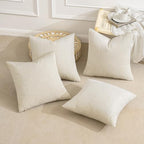 MIULEE Soft Corduroy Decorative Throw Pillow Covers Cream White 18x18 - Image 4
