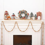 4 Pcs Christmas Tree Wood Bead Garland, 18 ft Each, Gold - Image 5