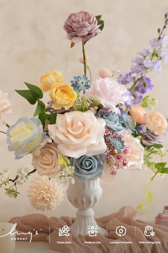 Ling's moment Artificial Pink Wedding Flowers Combo, Pastle, Deluxe - Image 3