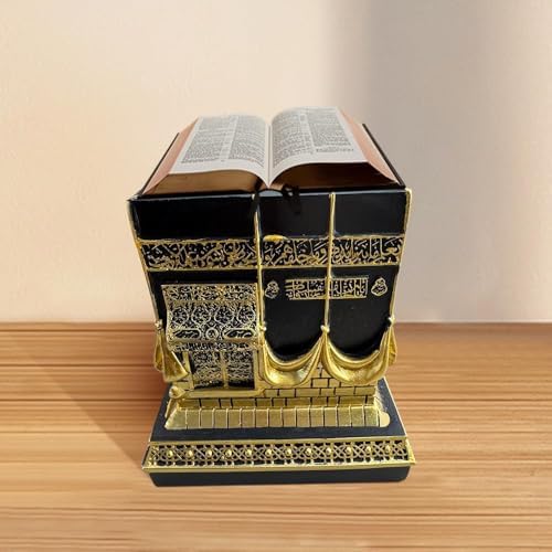Islamic Kaba Replice Model,Muslim Turkish Home Table Decorations,Islamic Ramadan Showpiece,Golden Black Islamic Prayer House Model,Eid Ramadan、umrah Gift (Golden Black) - Image 5