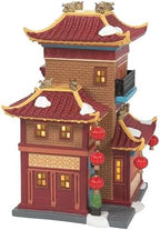 Department 56 Christmas in the City Village Collection Lunar New Year Dragon Tea House Lit Building- Hand Crafted Resin Buildings Lunar Dragon Figurine Village Houses with Lights Home Decor, 7.64 Inch - Image 3