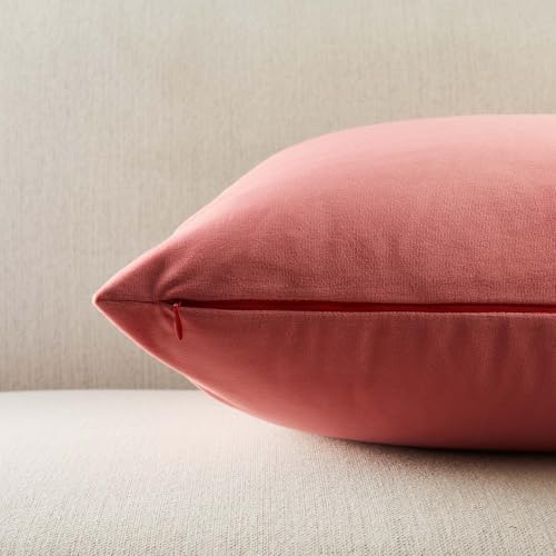 JUSPURBET 28x28 Euro Velvet Throw Pillow Covers Set of 2,Coral - Image 7