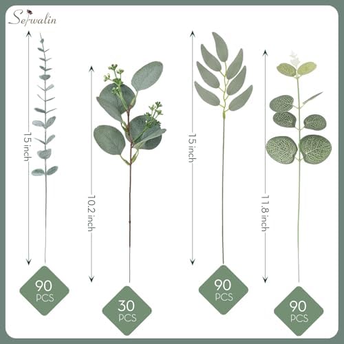 Serwalin 300PCS Mixed Eucalyptus Stems, Greenery Stems for Centerpieces - Image 3