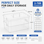 CraftGenes 2-Tier Clear Craft Storage Box with Handle - Image 3