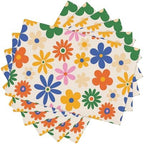 70s Placemats Set of 6, Boho Botanical Floral, Kitchen Decor Dinner Indoor Vintage Hippie Chic Table Runner, 12x18 Inches by AuiMzoo
