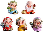 5 Pcs Resin God of Wealth Statue, Chinese New Year Feng Shui Fortune Figurines for Office and Home Decor by Unknown