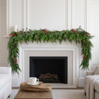 ENVEN Faux Cedar Christmas Garland with Red Berries & Pine Cones – Full Faux Winter Greenery for Holiday Mantel, Staircase, Doorway, Indoor Outdoor Christmas Décor (9FT-Deluxe Cedar) - Image 7