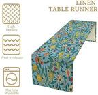 William Morris Style Table Runner for Table Decor, Art Rustic Black Style Bird Botanical Floral Flower Vintage Printed for Kitchen Dining Room Farmhouse Party Holiday Decorate 13" x 120" - Image 2