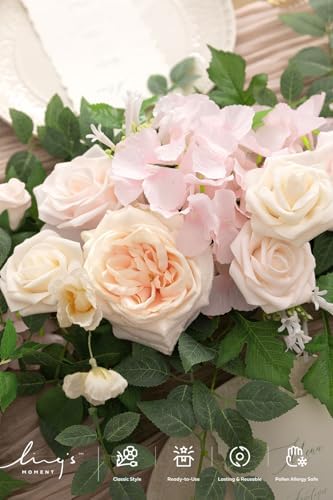 Ling's Moment 6FT Eucalyptus & Rose Flower Garland, Cream - Image 3