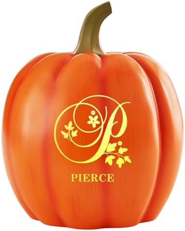 Let's Make Memories Personalized Pumpkin for Halloween - Custom Jack O Lantern with Your Name - Fall Decor - Light Up Pumpkin for Indoor/Outdoor Use - Floral Name and Monogram - XL - Orange by LetsMakeMemories