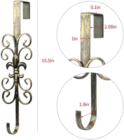 Golden Wreath Hangers for Front Door, Vintage Metal Wreath Hanger, 15.5" Elegant Door Hanger, Door Wreath Hanger for Easter Christmas Halloween Fall Decoration, Welcome Sign Wreath Hangers for Door - Image 6