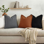 decorUhome Linen Fringe Light Rust Throw Pillow Covers 20x20 Set of 2 - Image 7