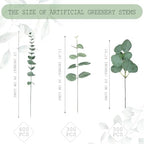 Giegxin 1000 Pcs Mixed Artificial Eucalyptus Leaves Stems Bulk Green - Image 2