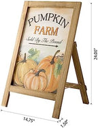 Glitzhome Decorative Fall A-Frame Free Standing Sign, Slide in Pumpkin Farm Welcome Sign for Autumn, Rustic Harvest Hanging Decor for Wall Front Door, 24”H - Image 3