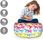 Ambesonne Horses Storage Toy Bag Chair, Rainbow Colors Giddy Pony Animal Art Retro Design Pattern Abstract Wild and Free, Stuffed Animal Organizer Washable Bag, Small Size, Pink Blue - Image 2