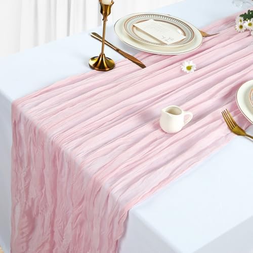 12 Pack 35 x 120 Inch Pink Table Runner Cheesecloth 10Ft - Image 3