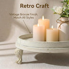 Vintage White Decorative Tray, 11.8 Inch Round Tray with Claw Feet - Image 4